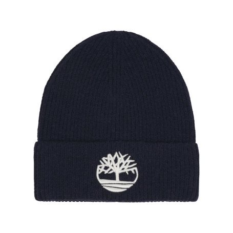 Bonnet en tricot côtelé bleu nuit avec un...