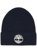 Thumbnail Bonnet en tricot côtelé bleu nuit avec un revers orné du logo brodé