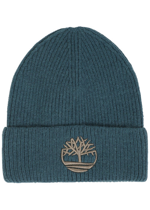 Bonnet pétrole en tricot côtelé pourvu d'un...