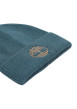 Thumbnail Bonnet pétrole en tricot côtelé pourvu d'un revers avec le logo brodé - Image 3