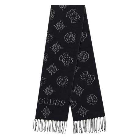Écharpe noire à motifs monogrammes et avec des...