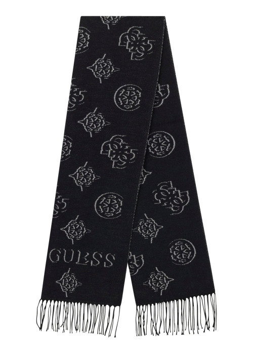 Écharpe noire à motifs monogrammes et avec des...