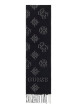 Thumbnail Écharpe noire à motifs monogrammes et avec des bords à franges - Image 2