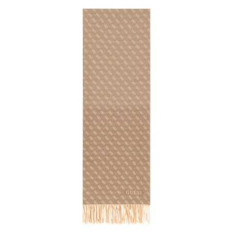 Écharpe rectangulaire beige à motifs en...