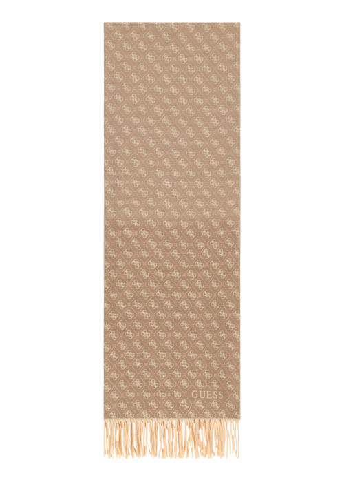 Écharpe rectangulaire beige à motifs en...