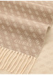 Thumbnail Écharpe rectangulaire beige à motifs en losanges avec des bords à franges - Image 2
