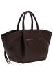 Thumbnail Sac à main porté épaule marron uni avec un zip doré et un bouton pression - Image 3