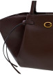 Thumbnail Sac à main porté épaule marron uni avec un zip doré et un bouton pression - Image 4