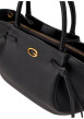 Thumbnail Sac à main Allegra noir uni avec une fermeture zippée et un bouton-pression - Image 4
