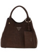 Thumbnail Sac à mains Lorella chocolat avec un imprimé effet croco et un logo triangle