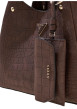 Thumbnail Sac à mains Lorella chocolat avec un imprimé effet croco et un logo triangle - Image 3
