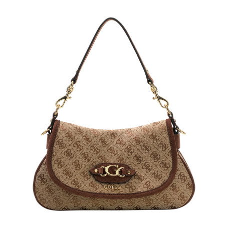 Sac à main porté épaule beige orné d'un...