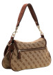 Thumbnail Sac à main porté épaule beige orné d'un monogramme logotypé et le logo doré - Image 2