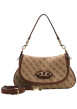 Thumbnail Sac à main porté épaule beige orné d'un monogramme logotypé et le logo doré - Image 3