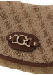Thumbnail Sac à main porté épaule beige orné d'un monogramme logotypé et le logo doré - Image 4