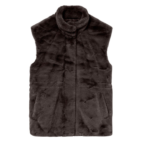 Gilet marron sans manche à coupe droite pourvu...