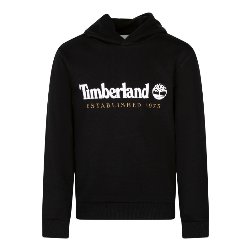 Timberland - Sweat En Coton Mélangé Noir Uni à Coupe Droite Muni D'une Capuche Et Du Logo - Noir