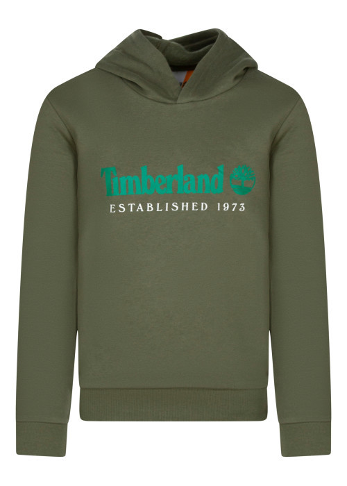 Sweat en coton mélangé kaki uni pourvu d'une...