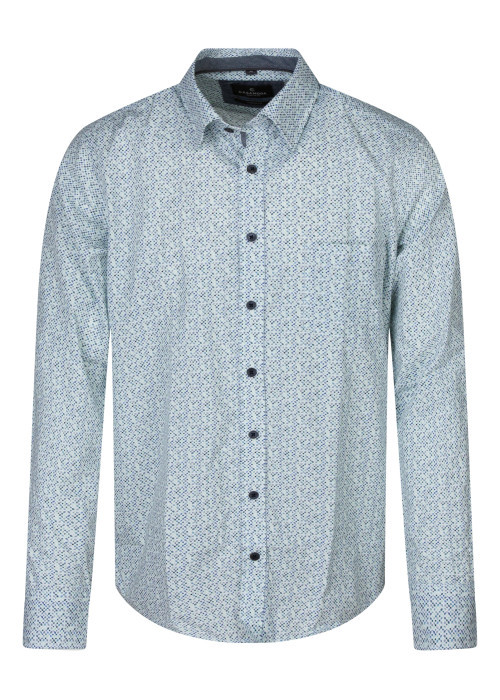 Chemise en coton bleue et verte à motifs dotée...