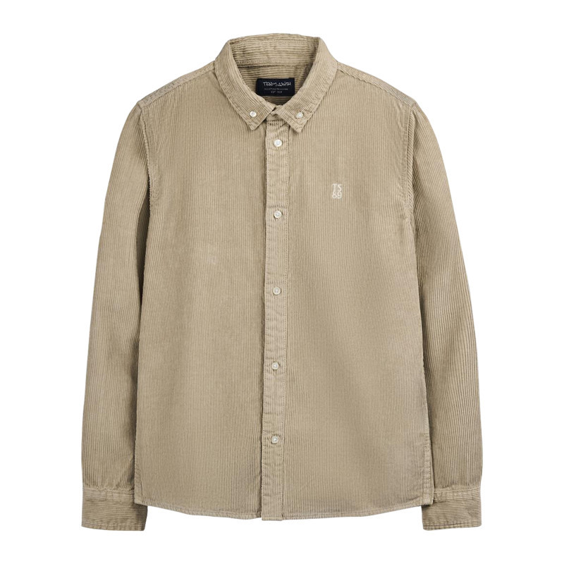 Teddy Smith - Chemise En Velours Côtelé Beige Avec Des Boutons Et Le Logo Brodé - Beige