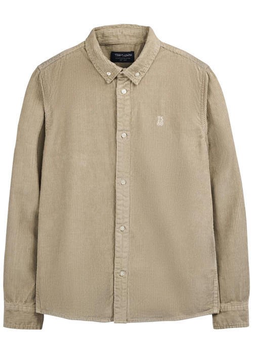 Chemise en velours côtelé beige avec des...