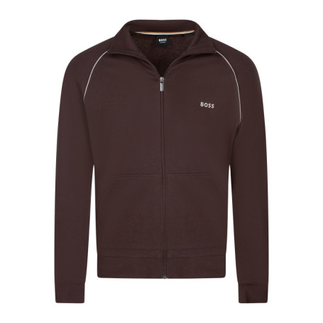 Sweat zippé en coton brun à coupe droite pourvu...