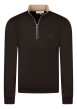 Thumbnail Sweat en coton mélangé chocolat doté d'une coupe stretch avec un col camionneur