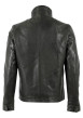 Thumbnail Blouson en cuir de mouton vert foncé à coupe droite pourvu d'un col montant - Image 2