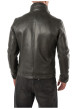 Thumbnail Blouson en cuir de mouton vert foncé à coupe droite pourvu d'un col montant - Image 4