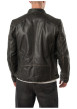 Thumbnail Blouson en cuir de mouton marron à coupe droite pourvu d'un col motard - Image 4