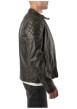 Thumbnail Blouson en cuir de mouton marron à coupe droite pourvu d'un col motard - Image 5