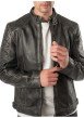 Thumbnail Blouson en cuir de mouton marron à coupe droite pourvu d'un col motard - Image 6