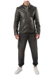 Thumbnail Blouson en cuir de mouton marron à coupe droite pourvu d'un col motard - Image 7