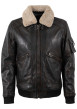 Thumbnail Blouson en cuir de mouton marron à coupe droite pourvu d'un col à revers