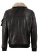 Thumbnail Blouson en cuir de mouton marron à coupe droite pourvu d'un col à revers - Image 2