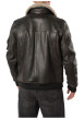 Thumbnail Blouson en cuir de mouton marron à coupe droite pourvu d'un col à revers - Image 4