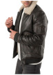 Thumbnail Blouson en cuir de mouton marron à coupe droite pourvu d'un col à revers - Image 5