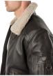 Thumbnail Blouson en cuir de mouton marron à coupe droite pourvu d'un col à revers - Image 6