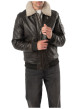 Thumbnail Blouson en cuir de mouton marron à coupe droite pourvu d'un col à revers - Image 8