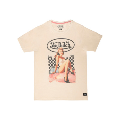 T-shirt écru à imprimé pin-up rétro pourvu...