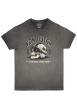 Thumbnail T-shirt en coton anthracite à imprimé tête de mort motard pourvu d'un col rond