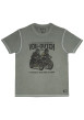 Thumbnail T-shirt délavé en coton kaki à imprimé motards squelettes avec une coupe droite