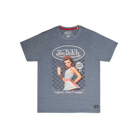 T-shirt bleu à imprimé pin-up diner pourvu...