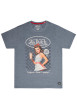 Thumbnail T-shirt bleu à imprimé pin-up diner pourvu d'une coupe droite et un col rond