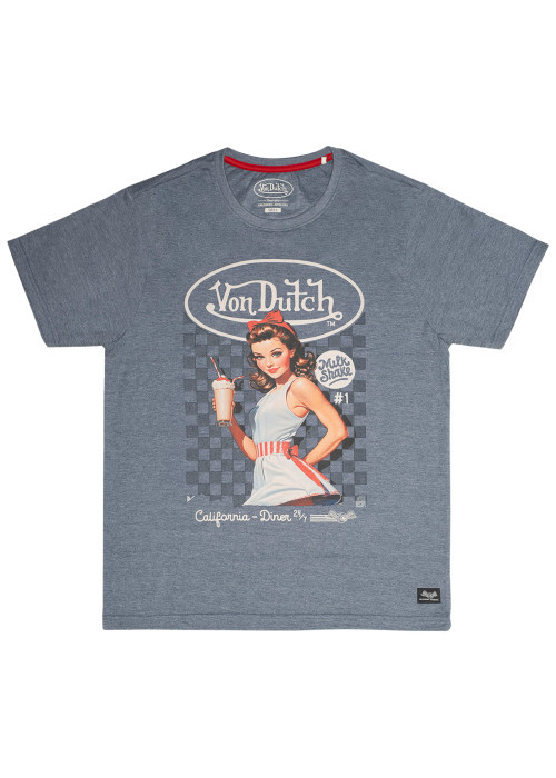 T-shirt bleu à imprimé pin-up diner pourvu...