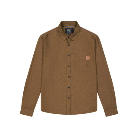 Chemise en coton marron à coupe droite pourvue...