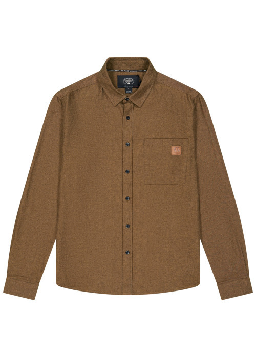 Chemise en coton marron à coupe droite pourvue...
