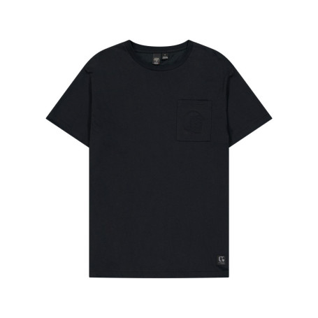 T-shirt col rond en coton noir avec poche...