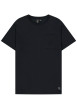 Thumbnail T-shirt col rond en coton noir avec poche poitrine plaquée et motif brodé