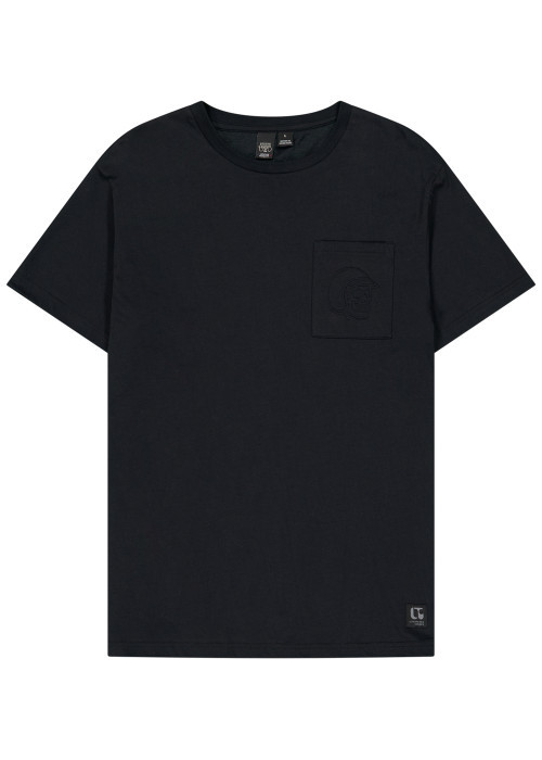 T-shirt col rond en coton noir avec poche...